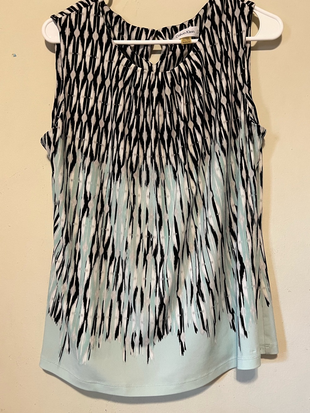 Calvin Klein Mint and Black Abstract Print Sleeveless Camisole